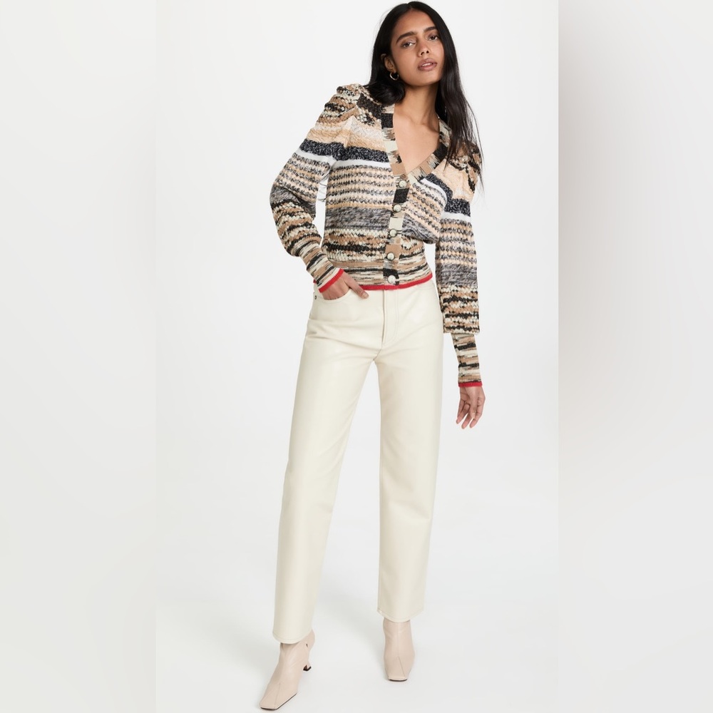 NWT Veronica Beard Cecily Mixed Knit Wool Cardigan Button Sweater - Picture 6 of 11